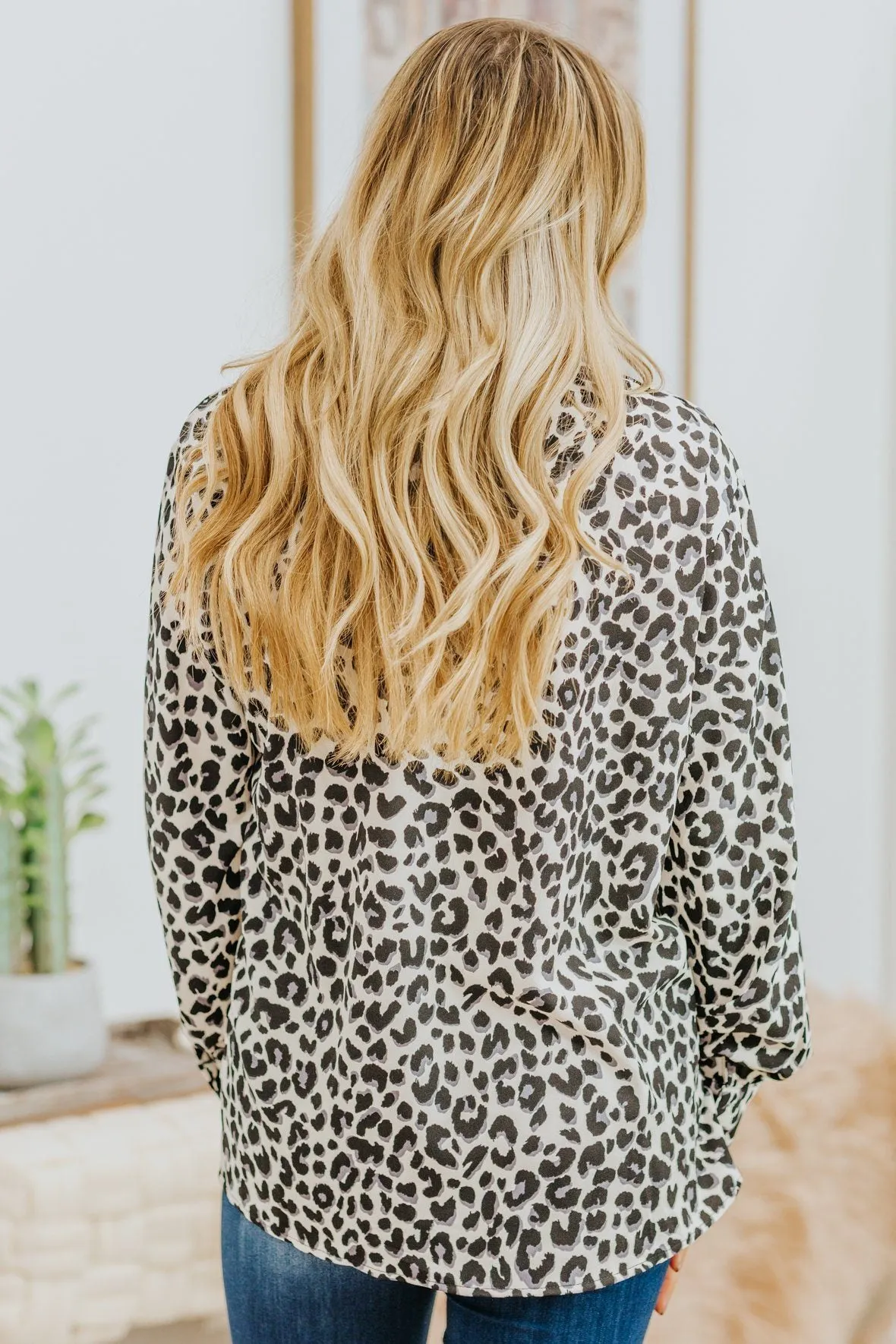 Always Move Forward Leopard Print Long Sleeve Top Cream