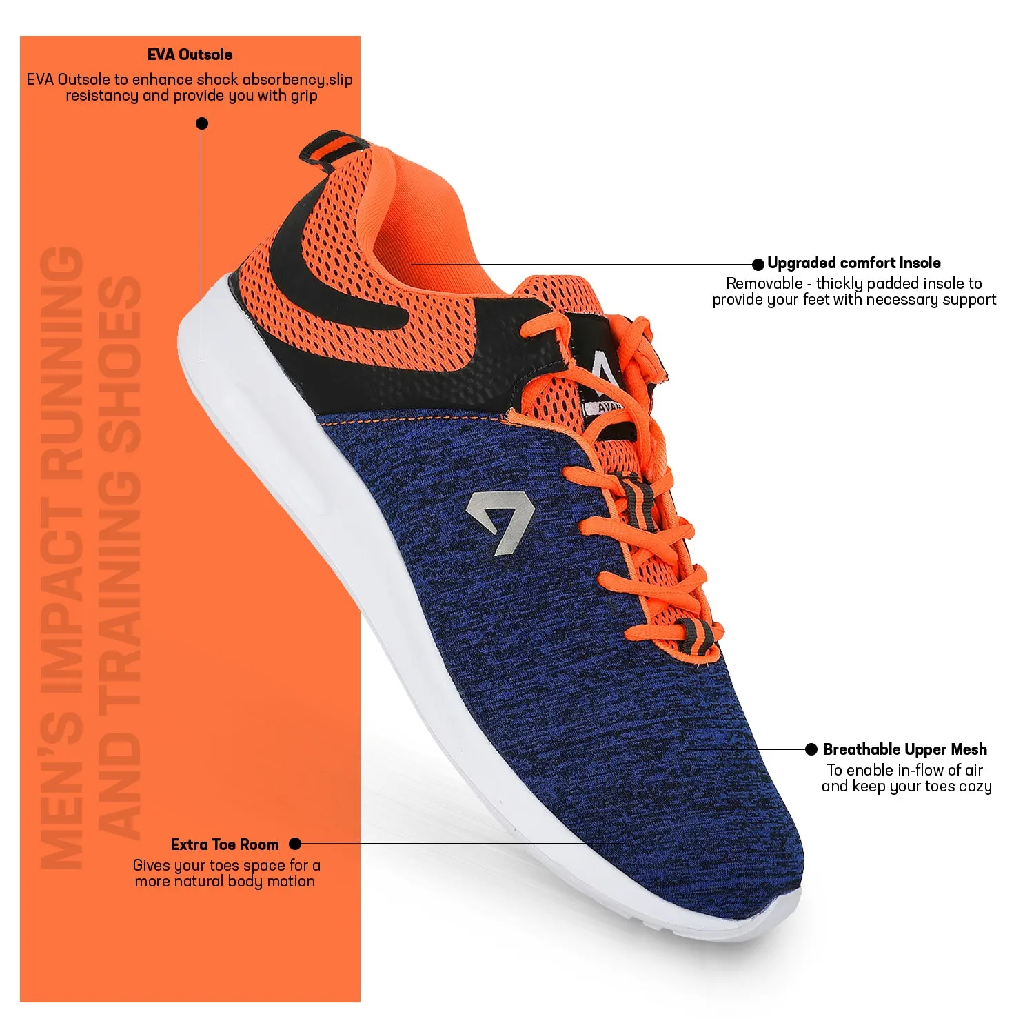 Avant Men's Impact Running and Training Shoes - Blue/Orange