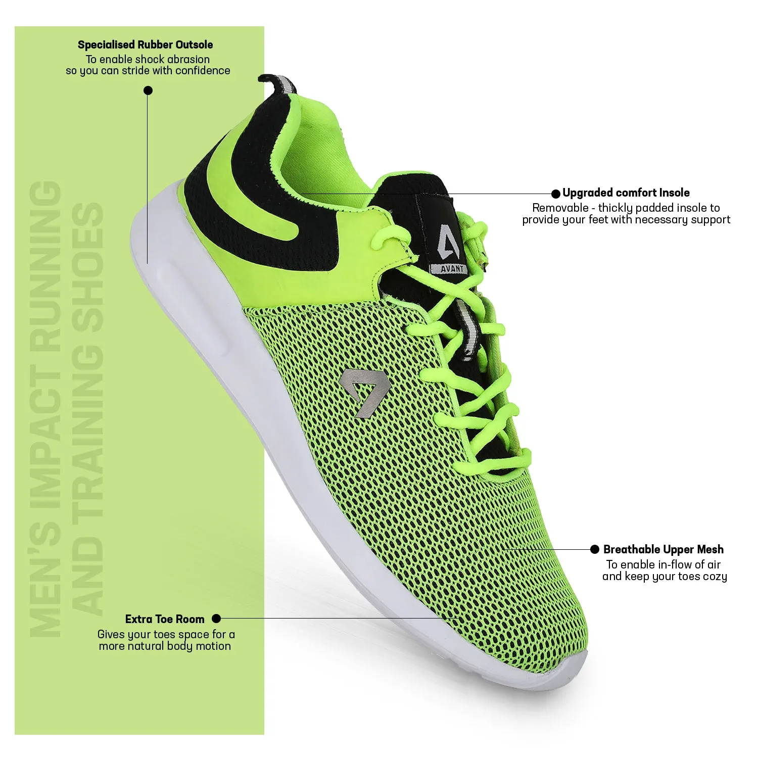 Avant Men's Impact Running and Training Shoes - Neon Green