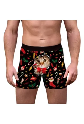 Black Christmas Cat Boxer Shorts