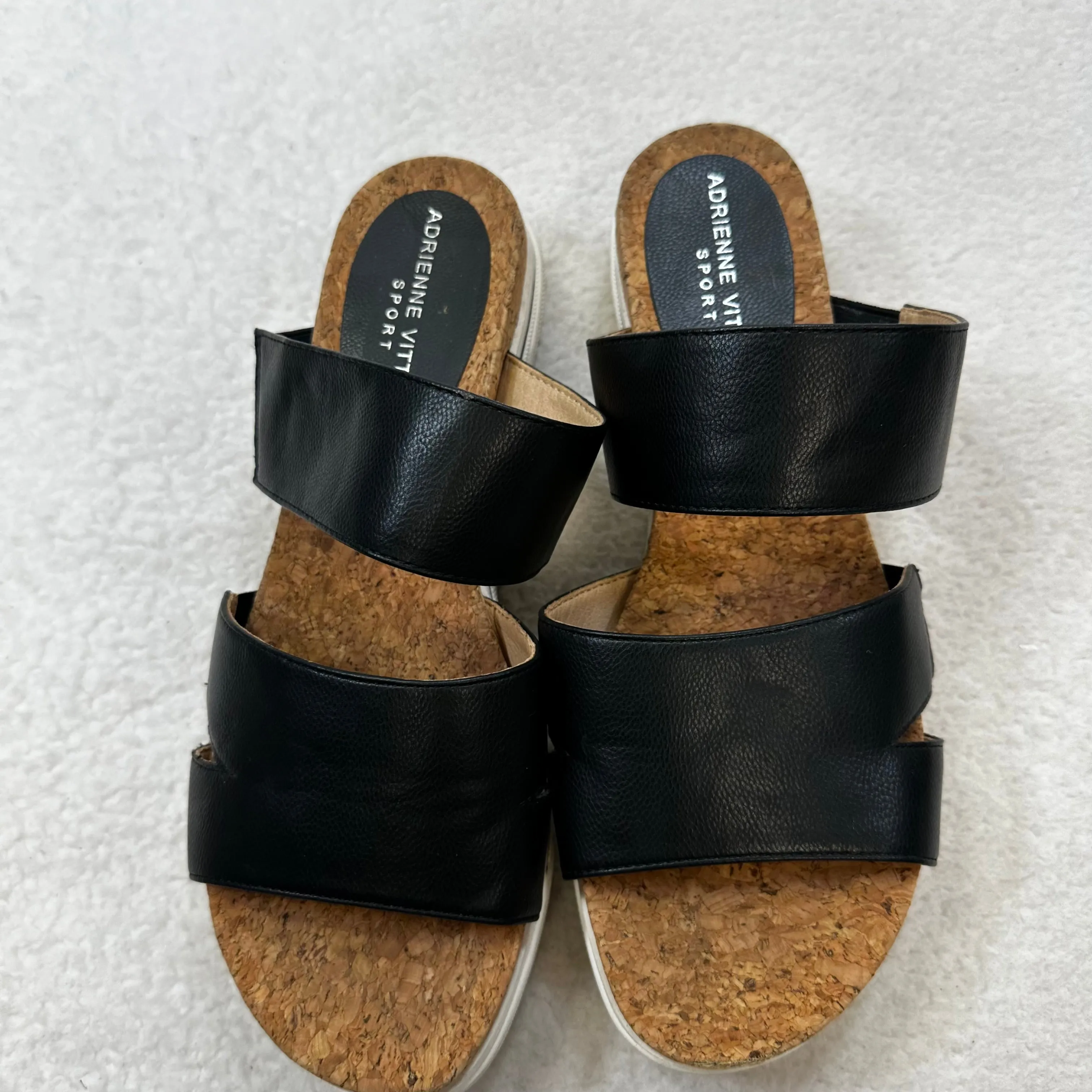 Black Sandals Flats Adrienne Vittadini, Size 10