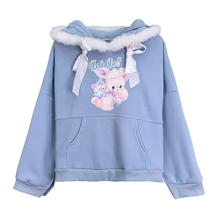 Blue cartoon print Hoodie  PL52809