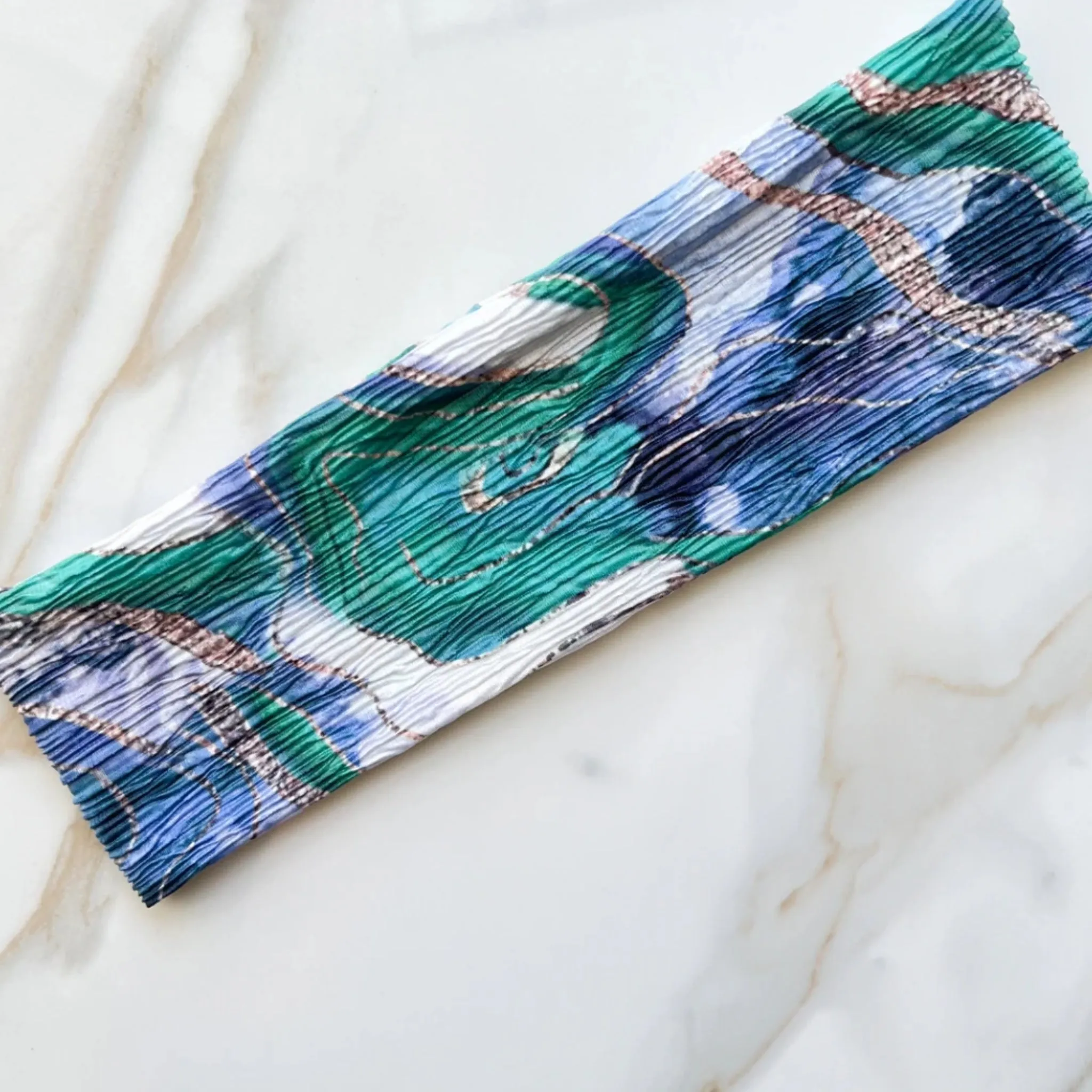 Blue Marble Crinkle Headband by Valeri