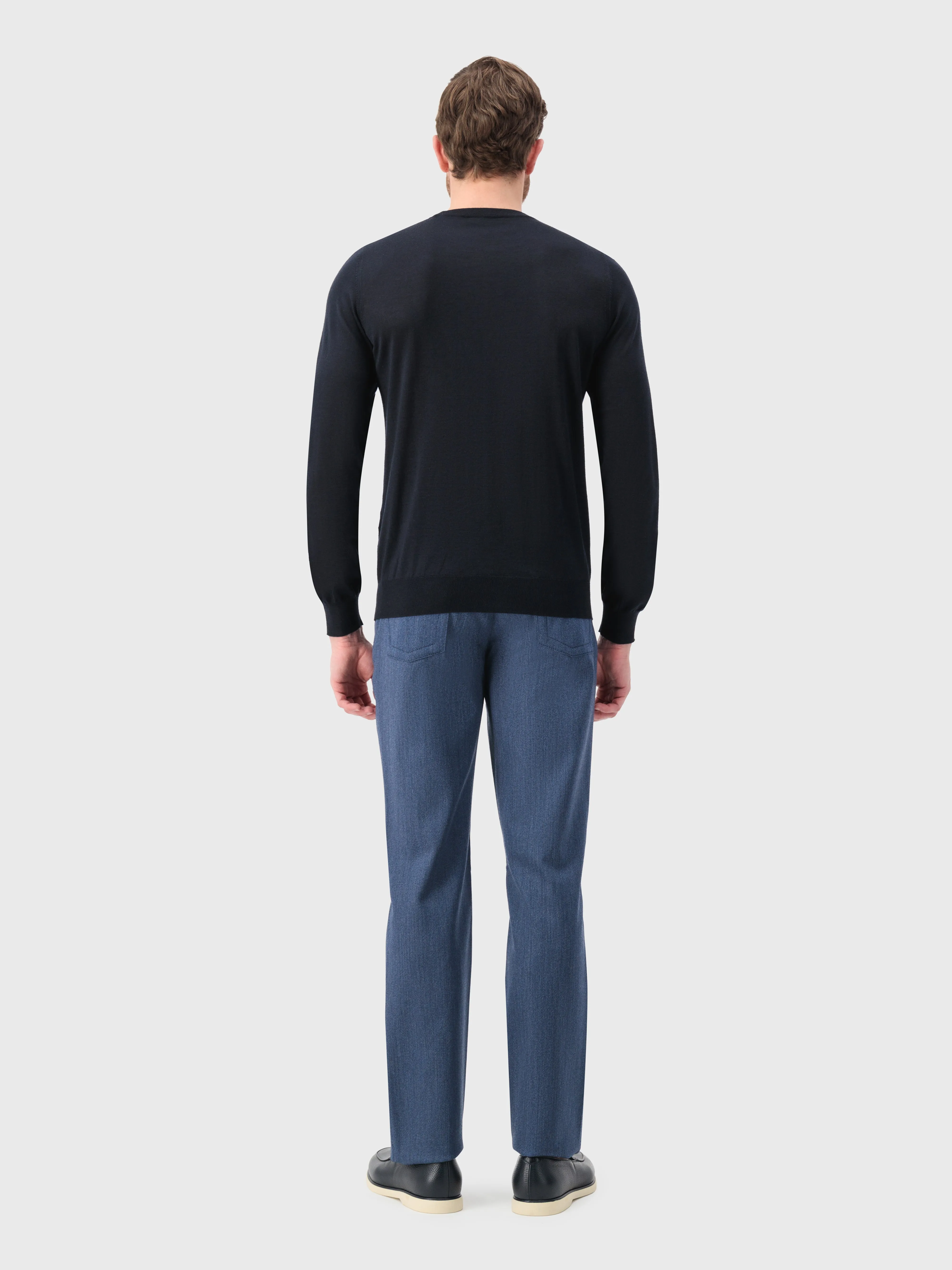 Blue Trousers with Calf Suede Patch