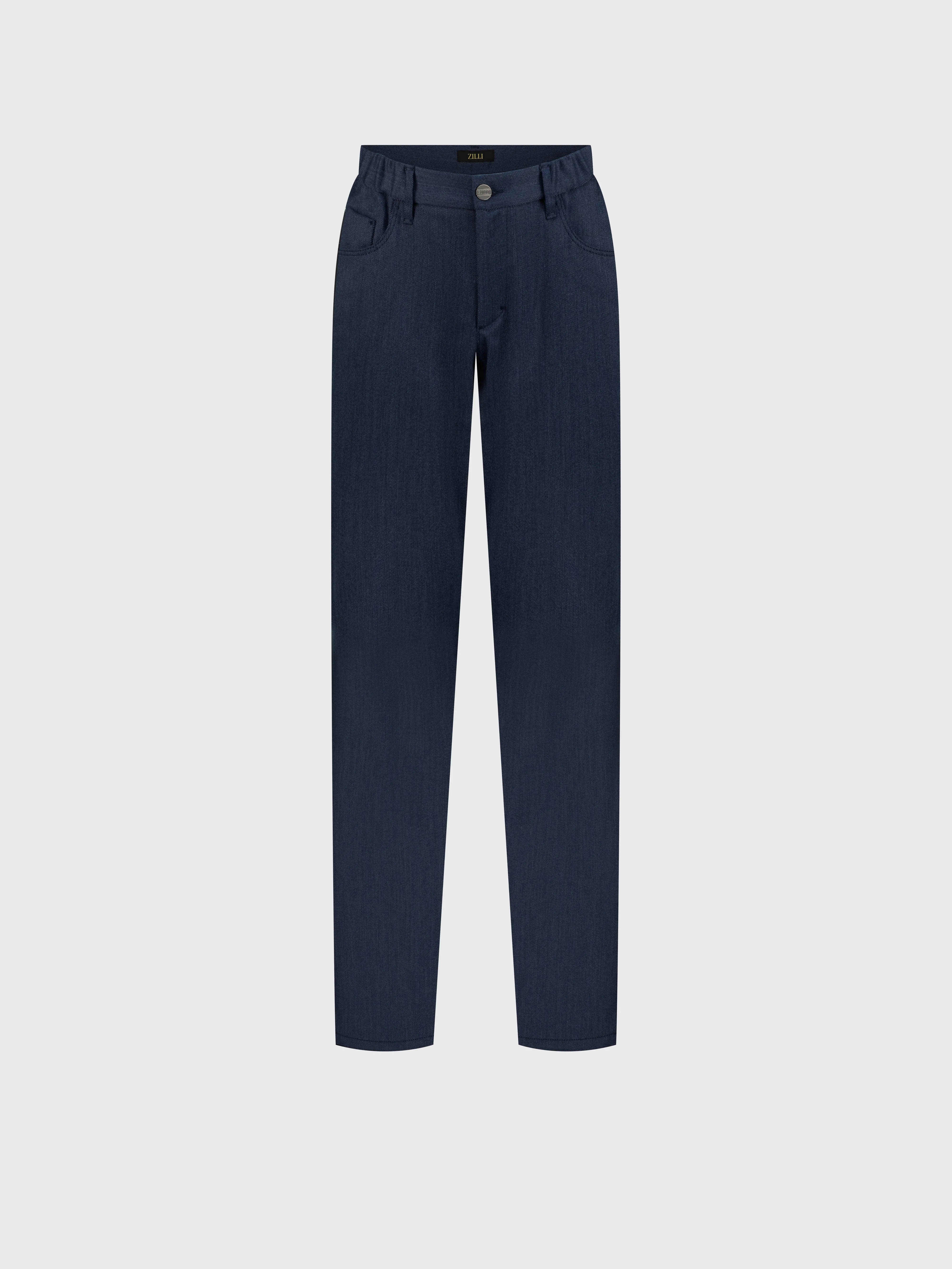 Blue Trousers with Calf Suede Patch