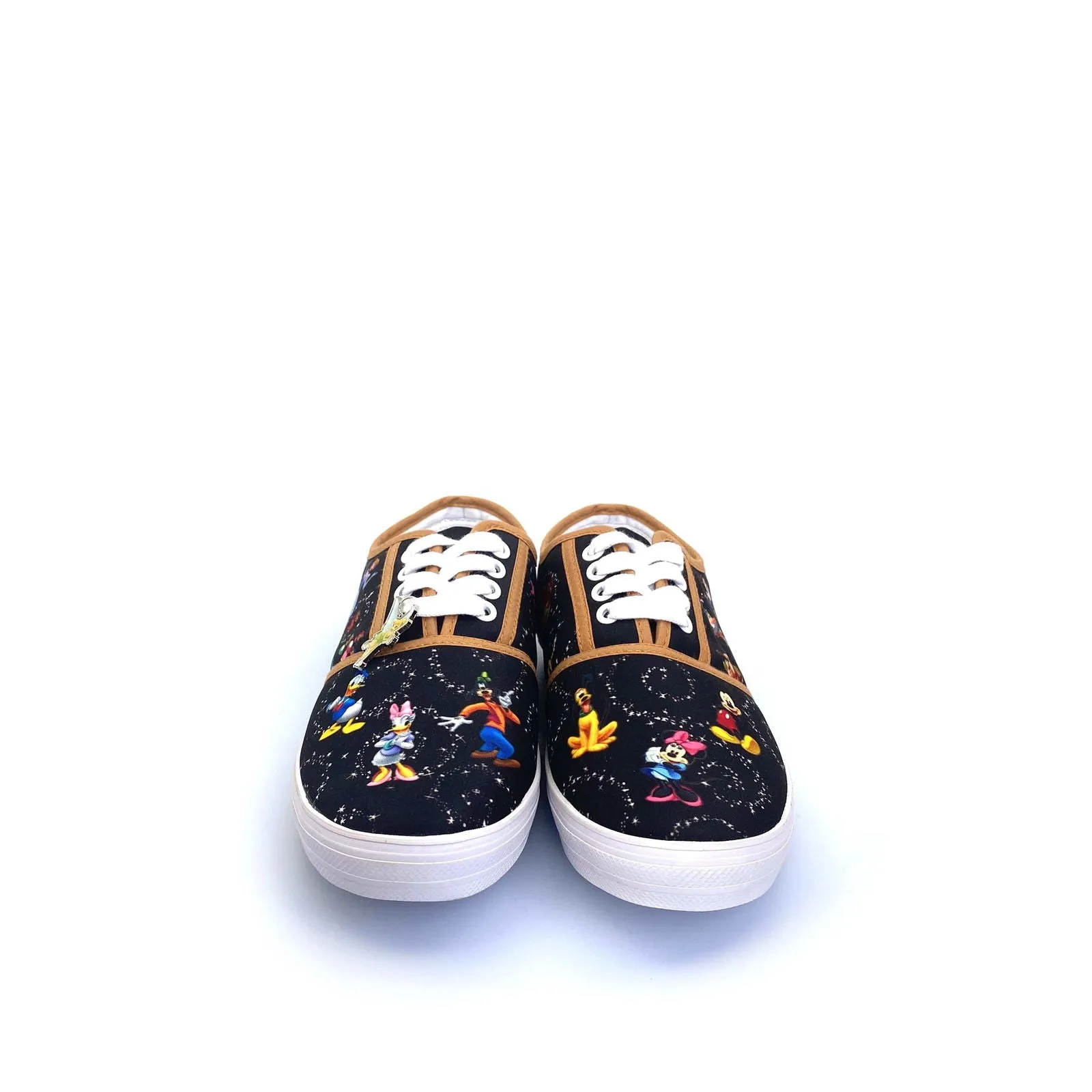 Bradford Exchange "Disney Magic" With Character Art Womens Size 6.5 Black Canvas Lace Up Shoes NEW