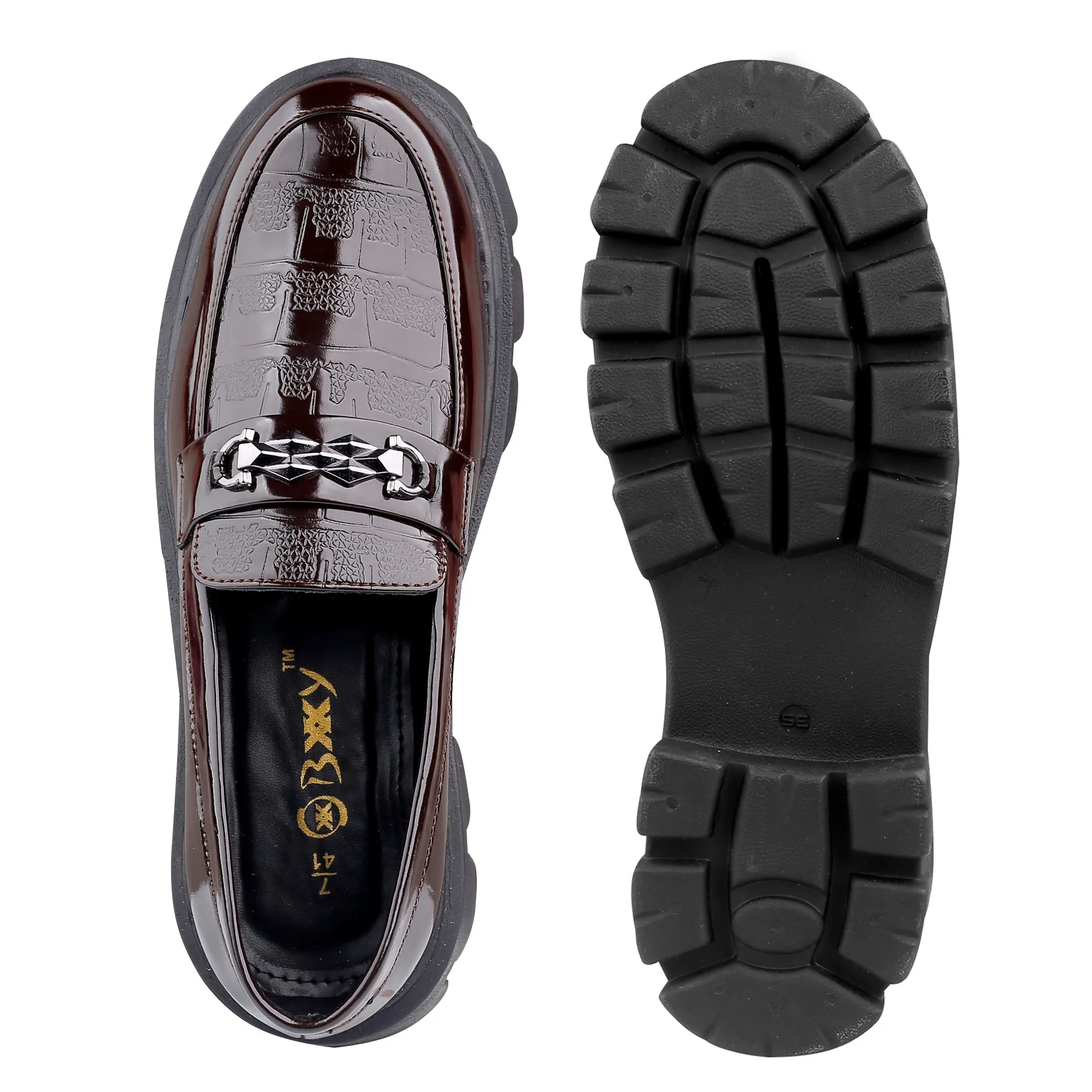 Bxxy's Premium Patent Vegan Buckle Slip-ons for Men