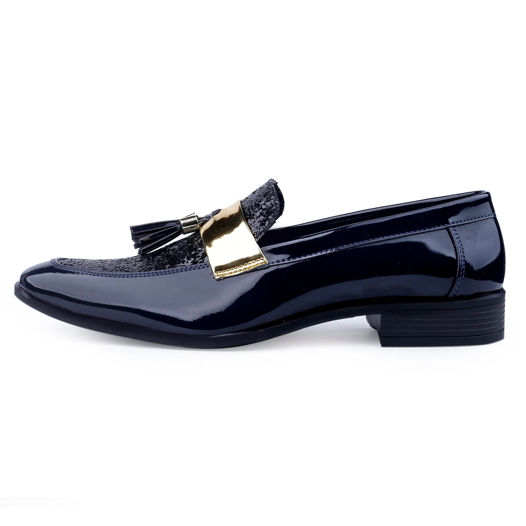 Bxxy's Vegan Leather Tassel Shimmer Wedding Wear Slip-ons for Men