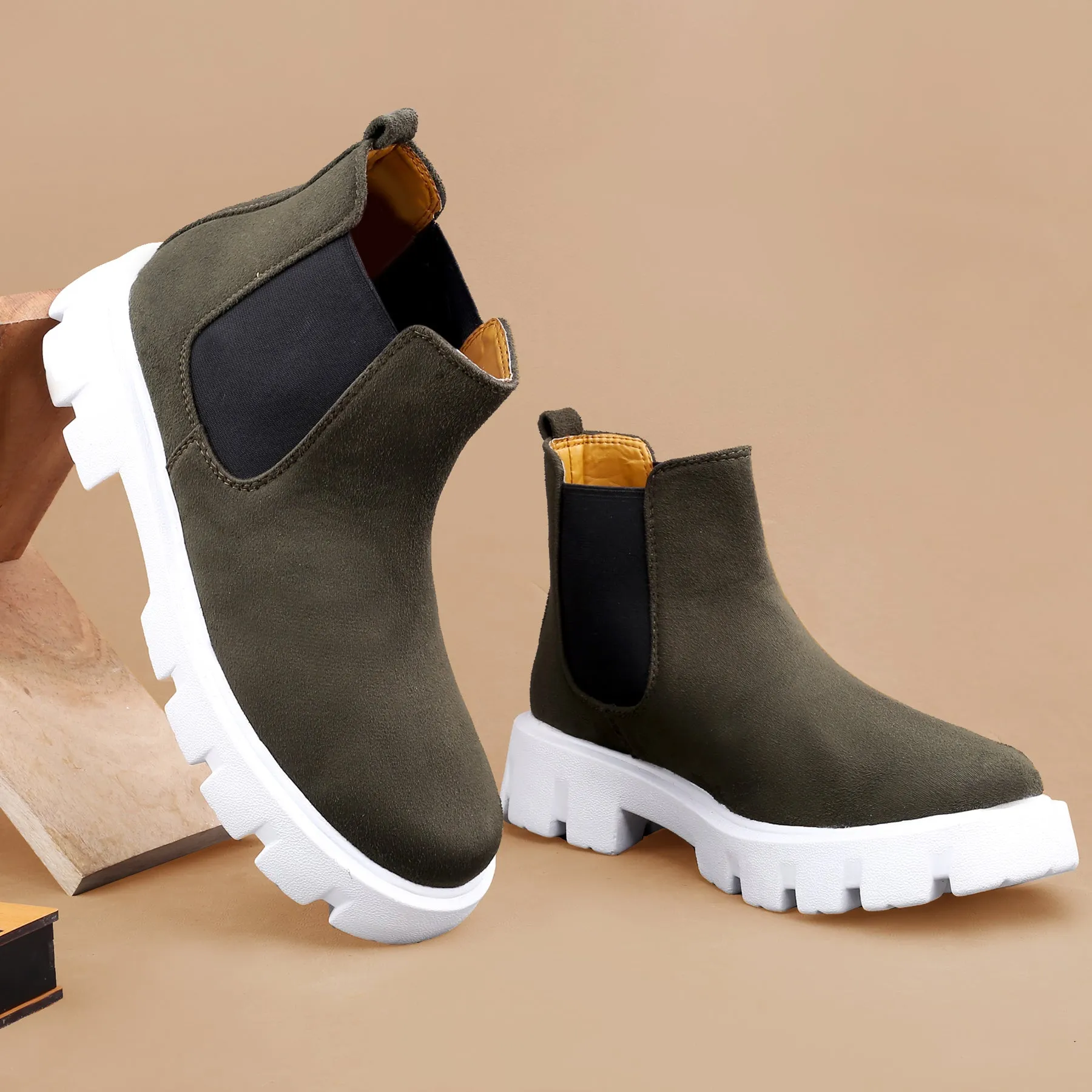 Bxxy's Vegan Suede Ultra Comfortable Slip-on Boots for Men