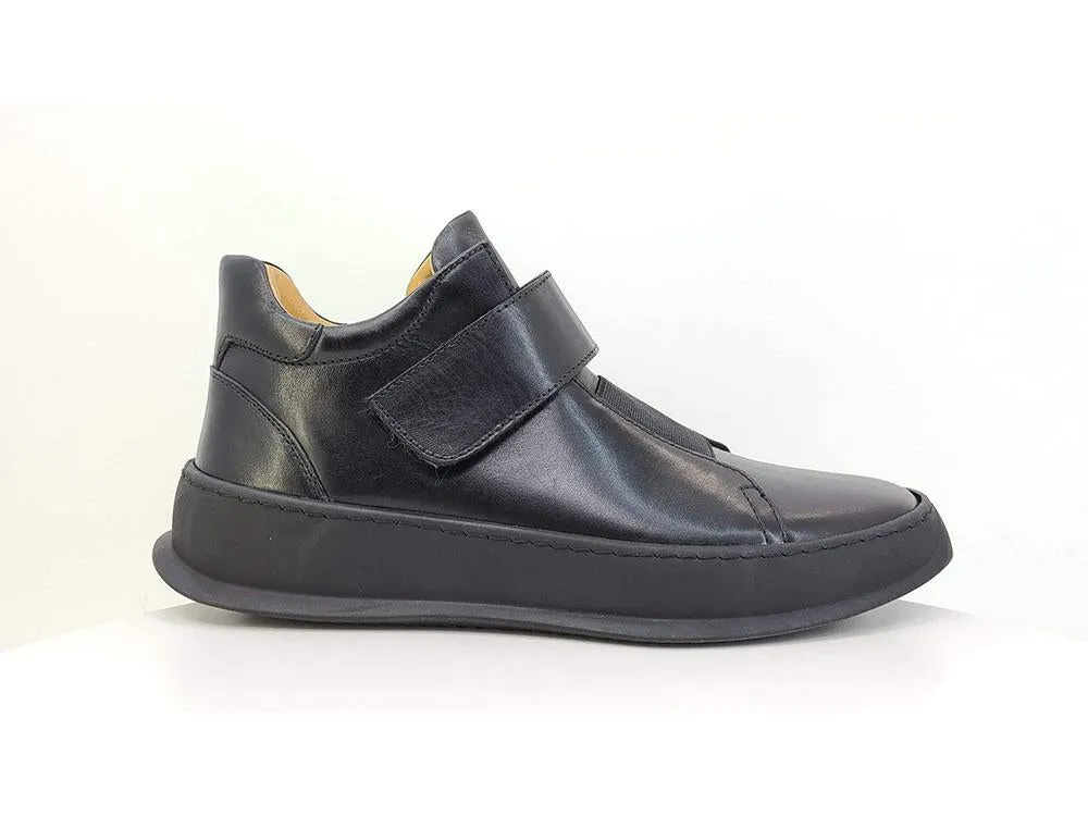 Calfskin High Top Sneaker Black