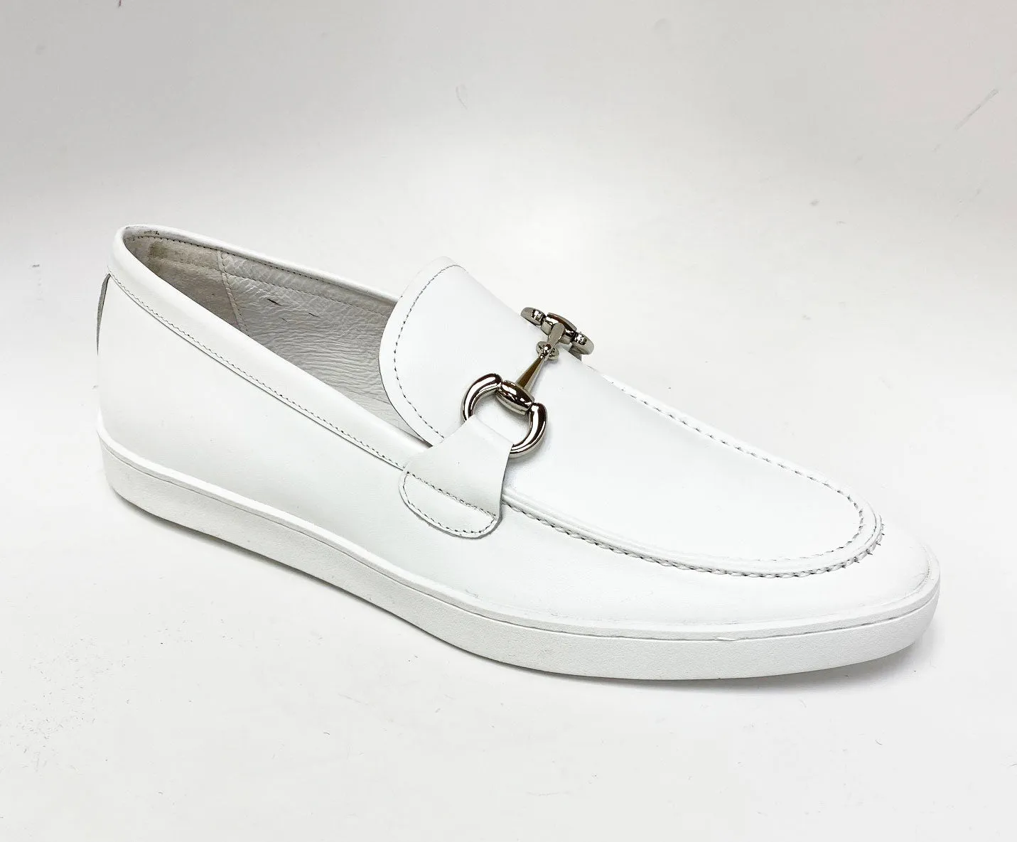 Calfskin Slip-On Horsebit Loafer White