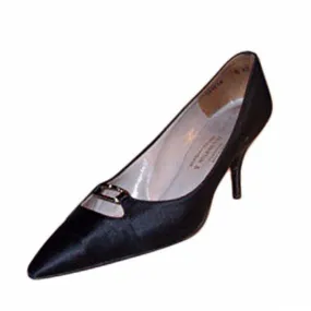 CHARLES JOURDAN 1950s "Daphne" Black Satin Pumps with Black Rhinestones