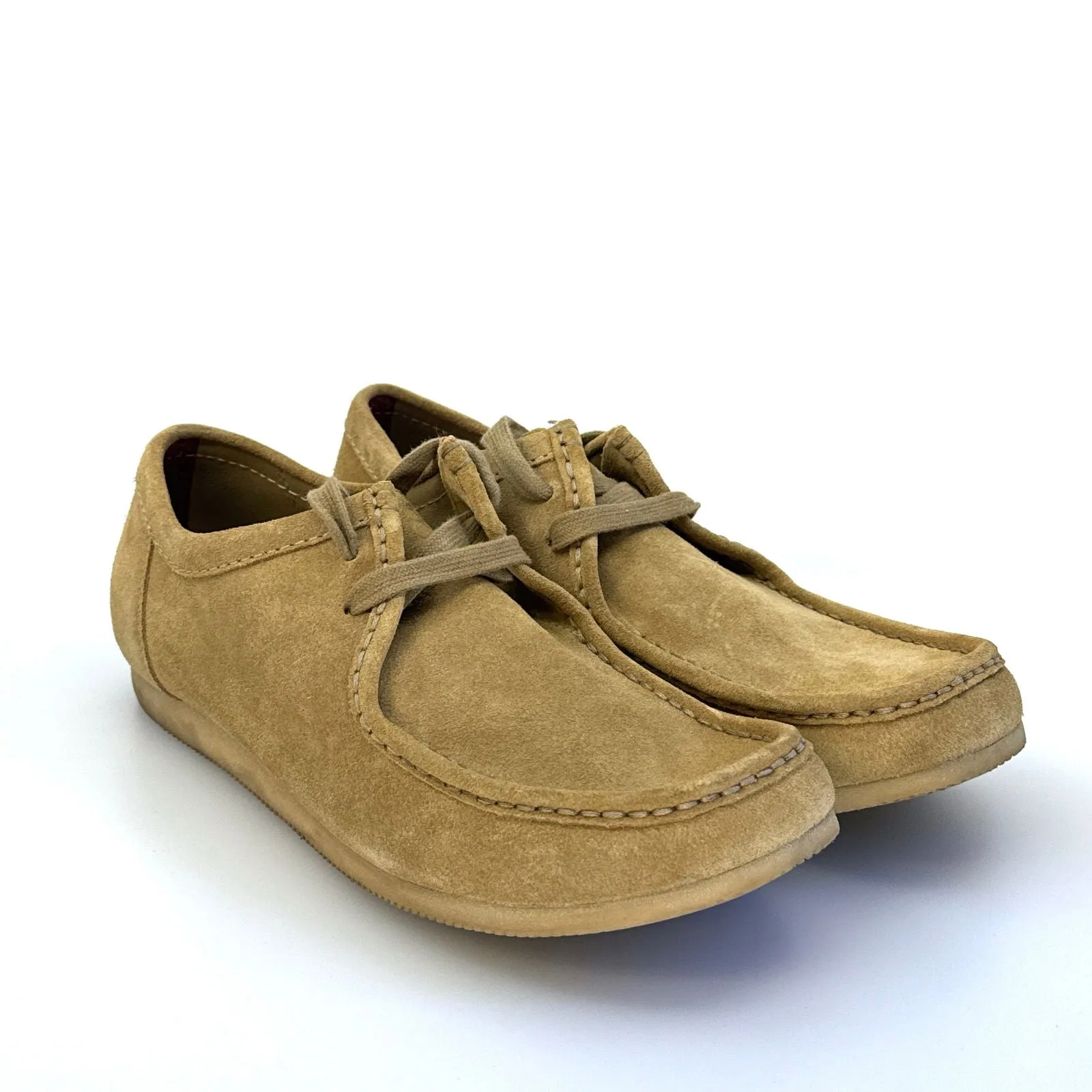 Clarks Mens Wallabee Low Shoes | Size 12M | Beige Suede | Casual Comfort | EUC