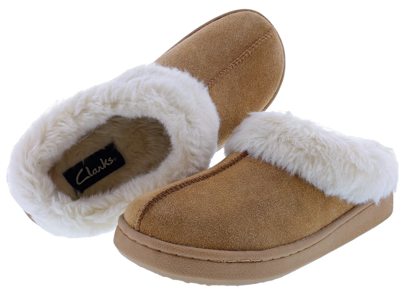 Clarks Women's JMS0587 Suede Indoor & Outdoor House Slippers