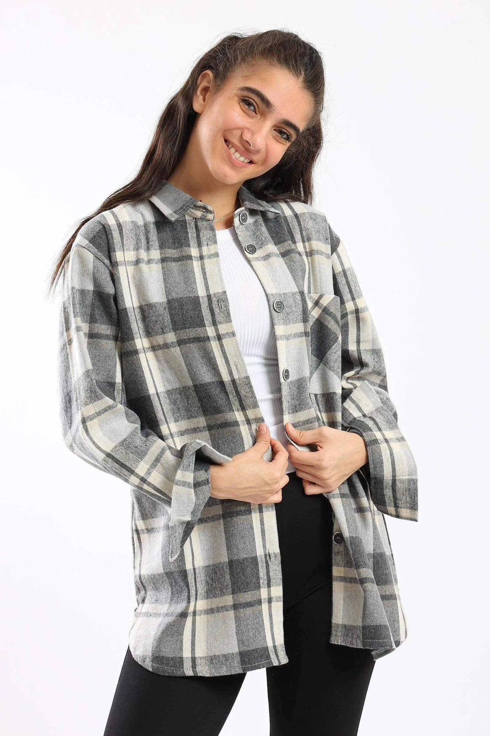 Collared Neck Checkered Shirt