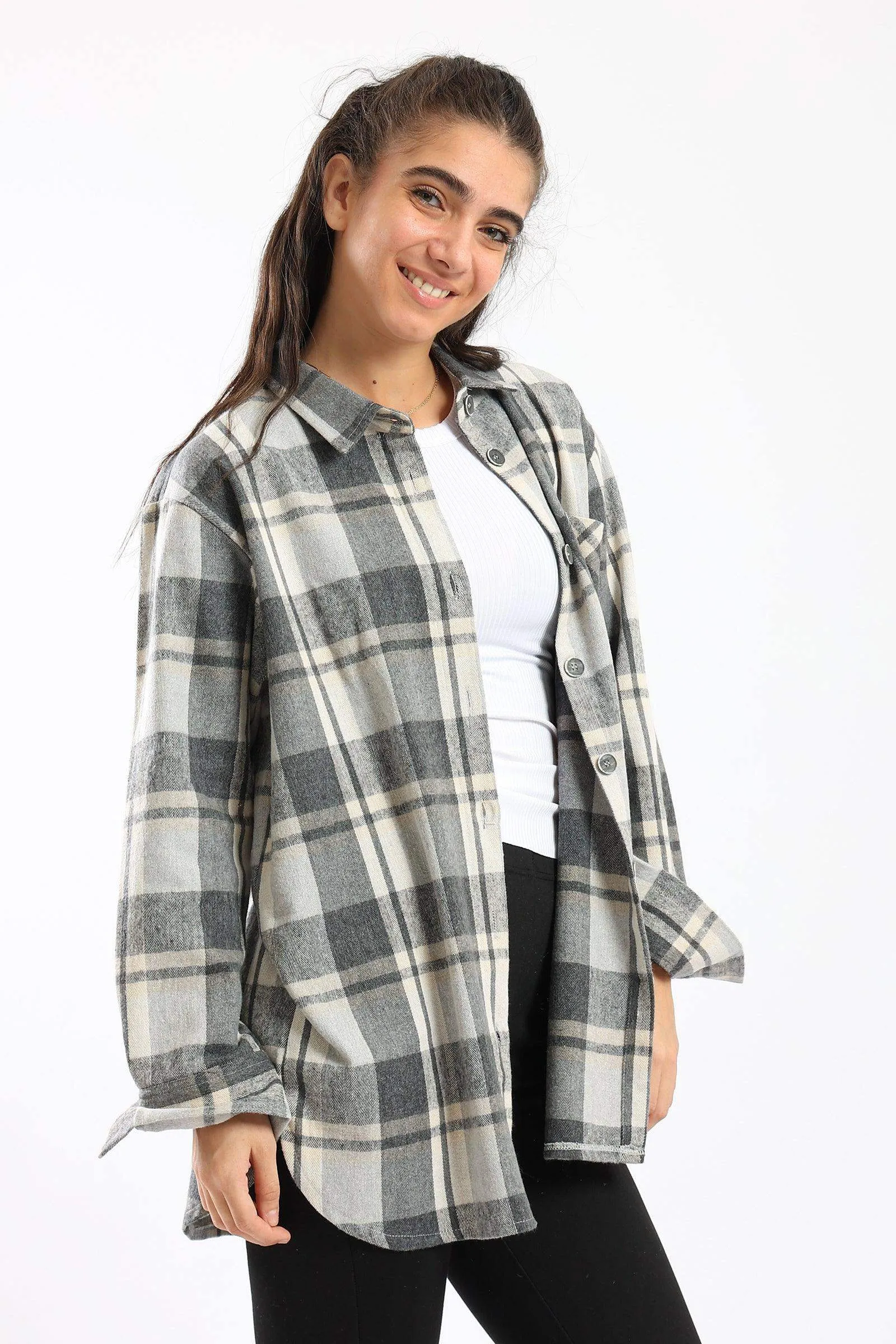 Collared Neck Checkered Shirt