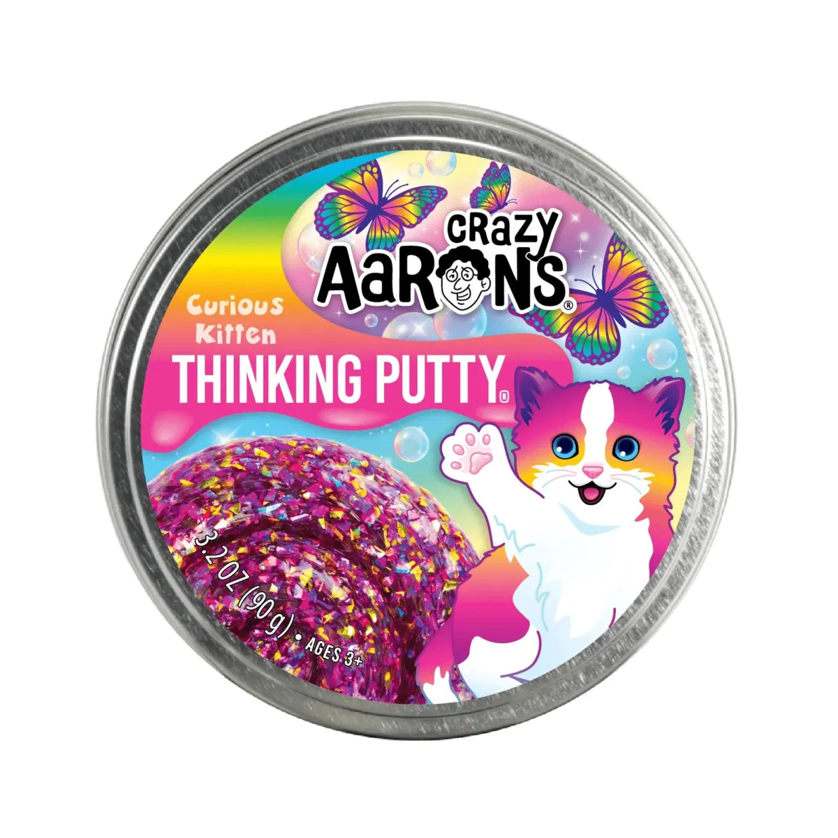 Crazy Aarons Curious Kitten Full Size 4 Inch Thinking Putty Tin