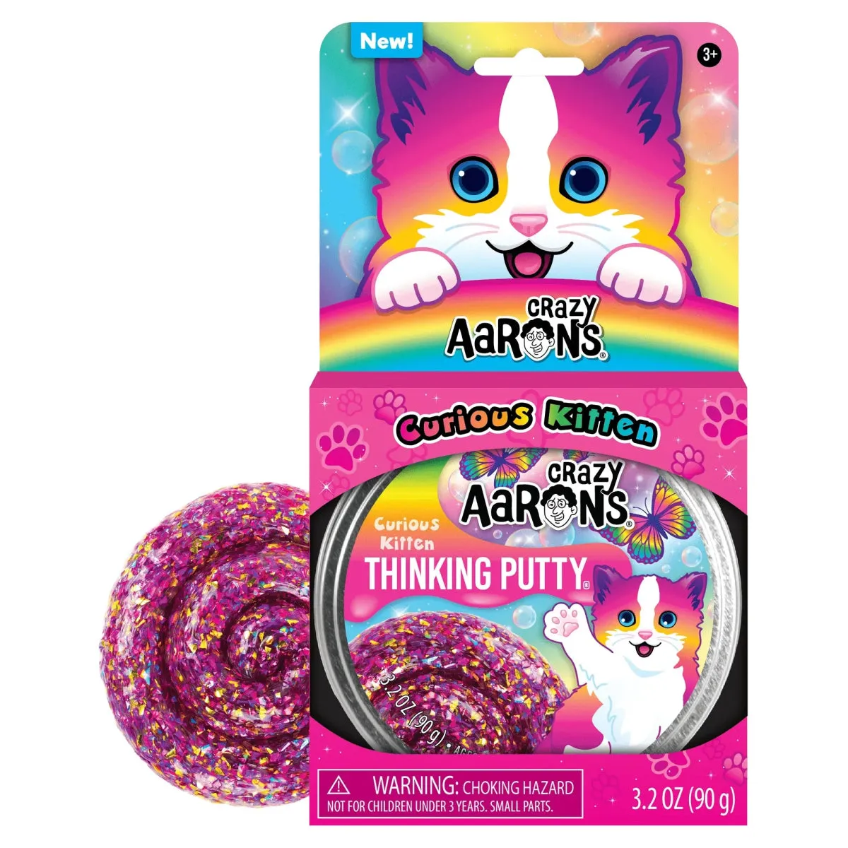 Crazy Aarons Curious Kitten Full Size 4 Inch Thinking Putty Tin