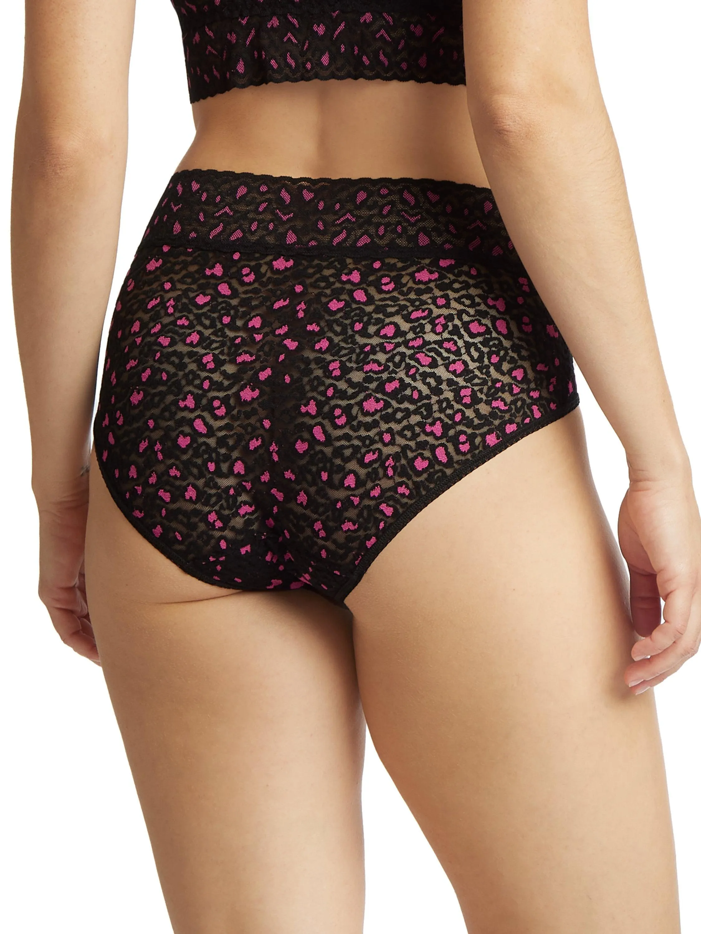 Cross Dyed Leopard French Brief Black/ Tulip Pink