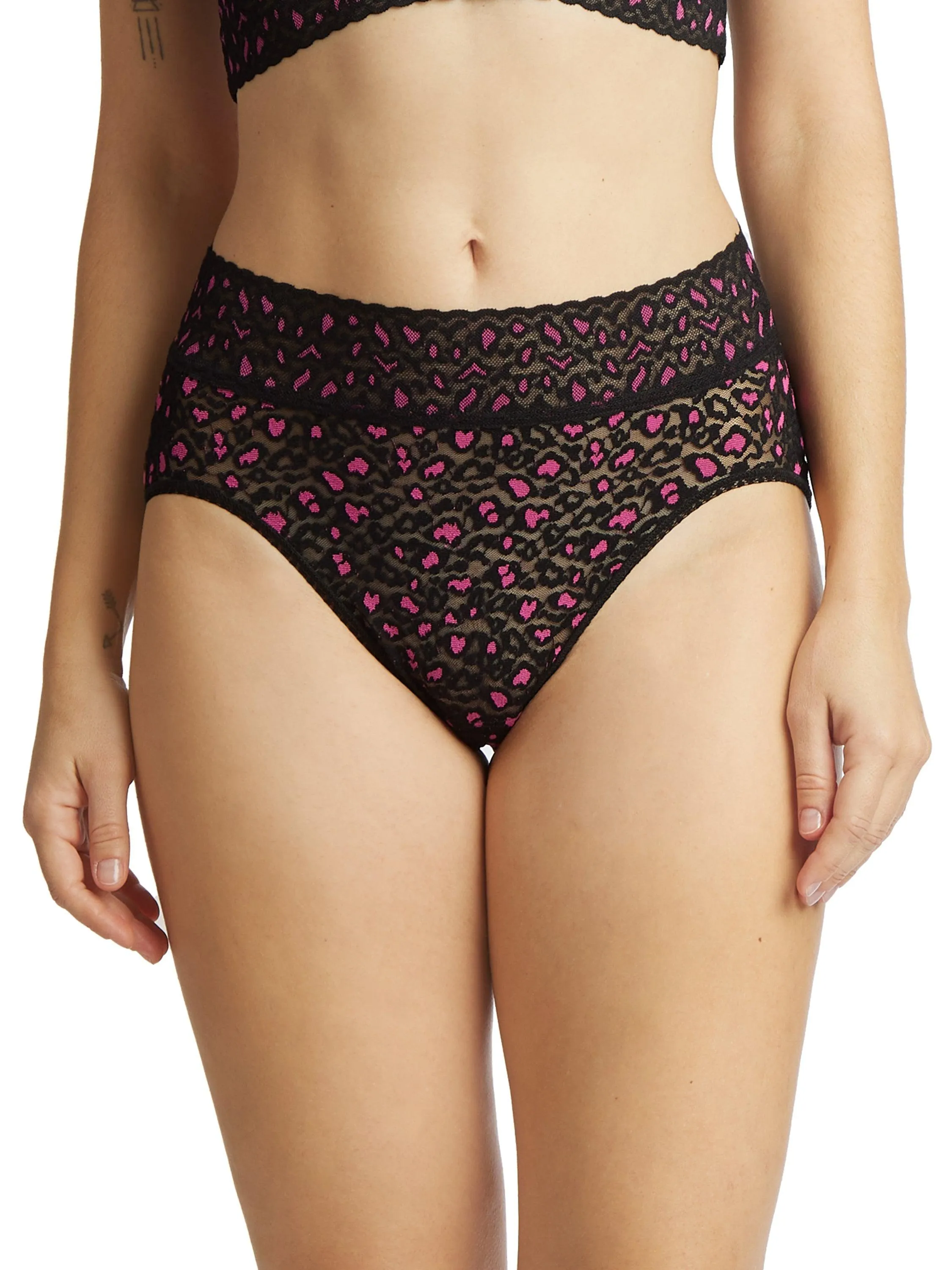 Cross Dyed Leopard French Brief Black/ Tulip Pink