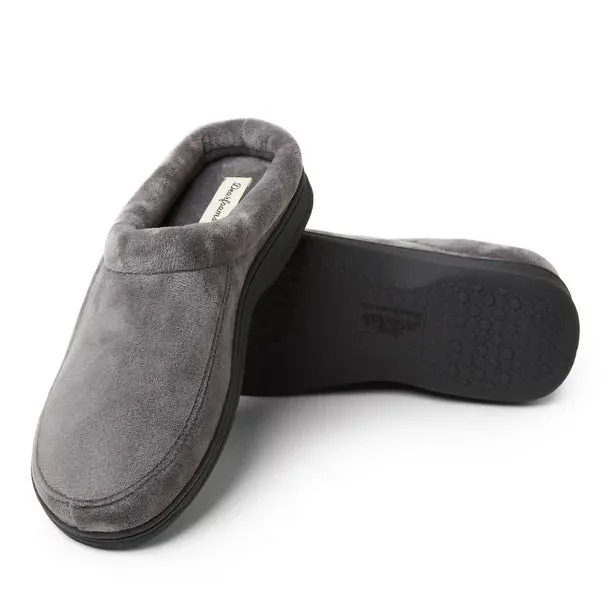 Dearfoams Men's Bradley Indoor Outdoor Velour Moc-Toe Clog Slippers