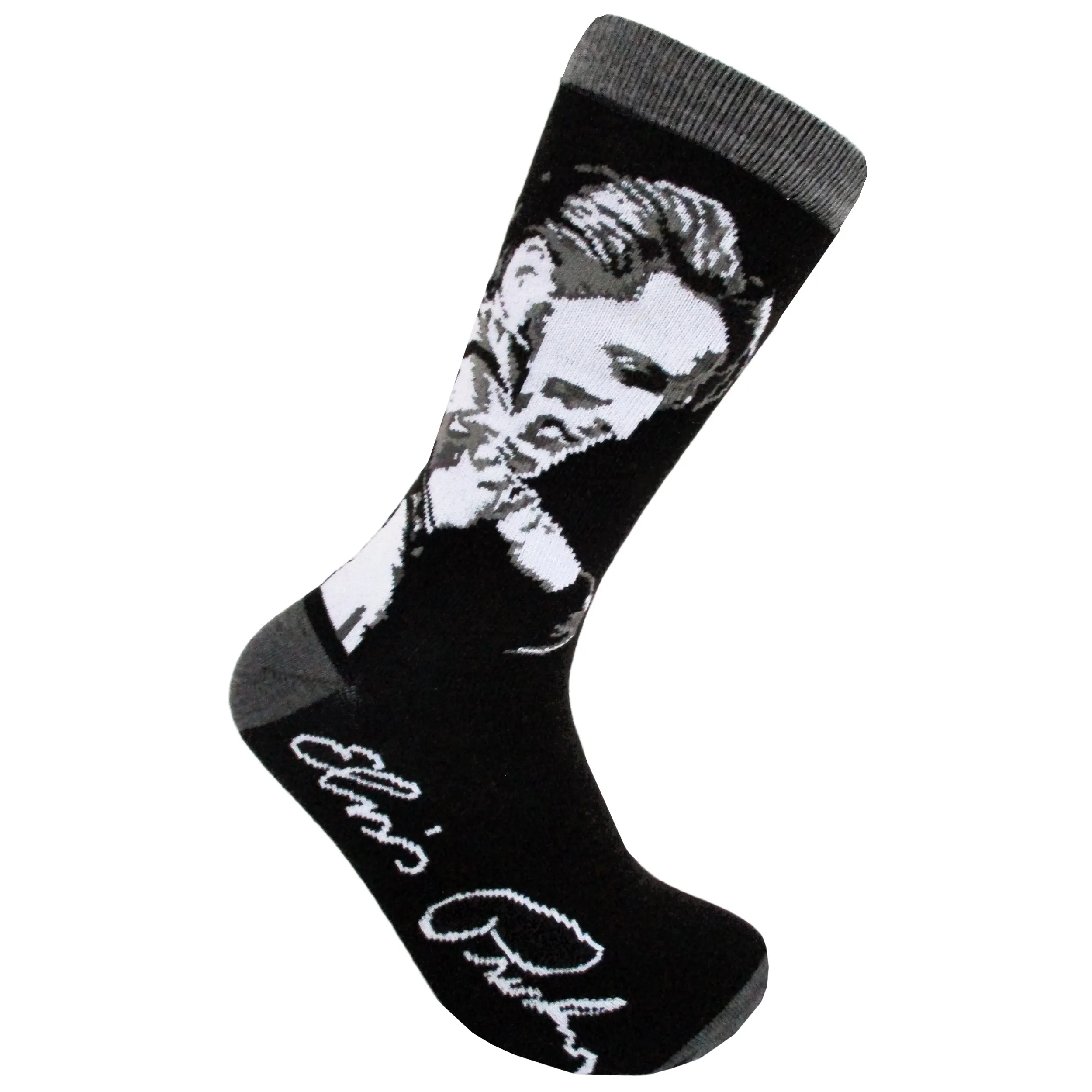 Elvis Black Leather Looking Down Sock