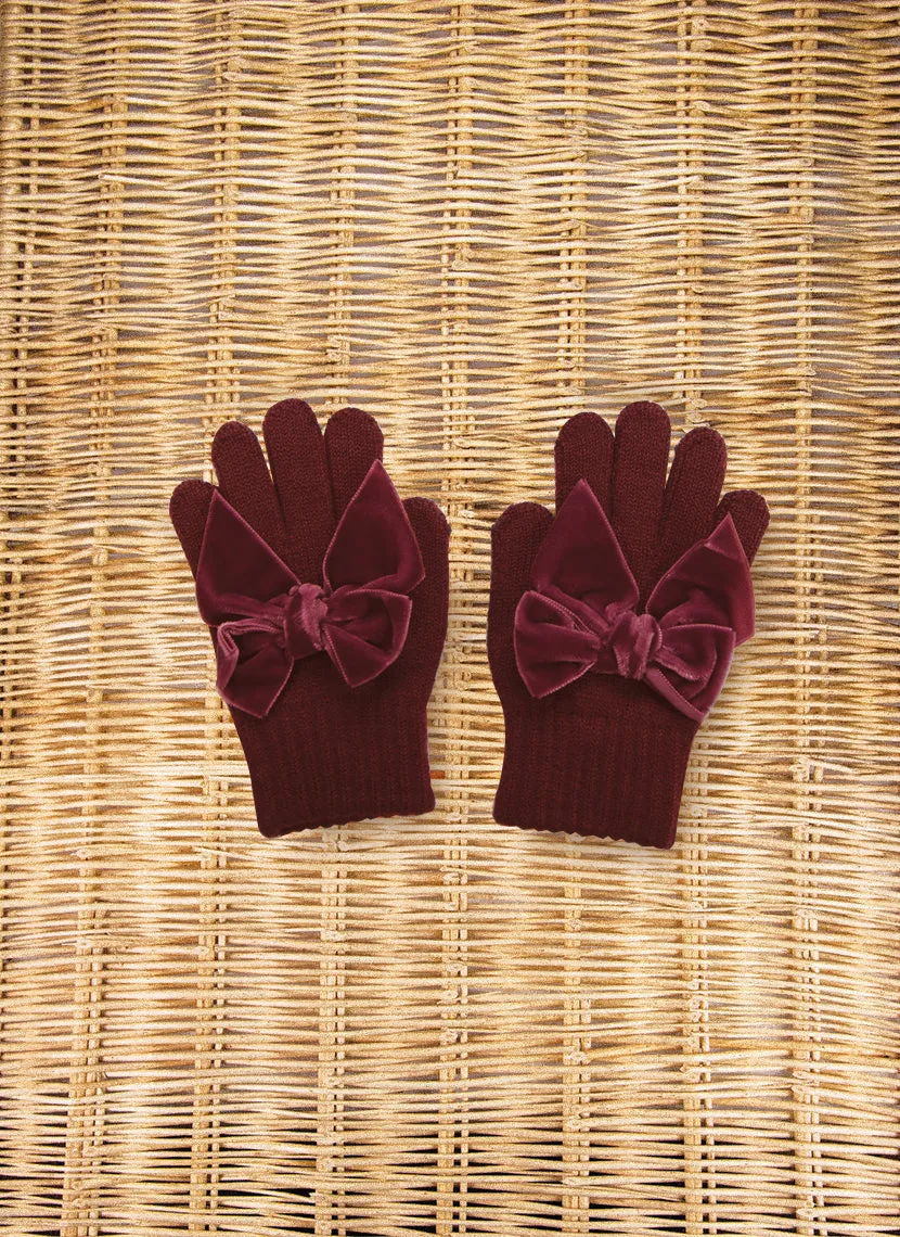 GLOVES WITH VELVET BOW