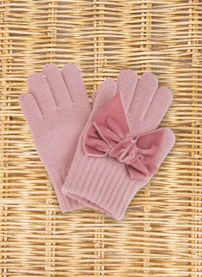 GLOVES WITH VELVET BOW