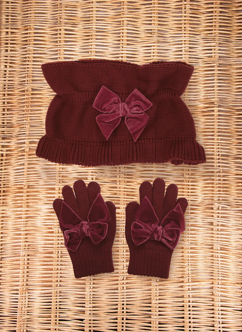 GLOVES WITH VELVET BOW