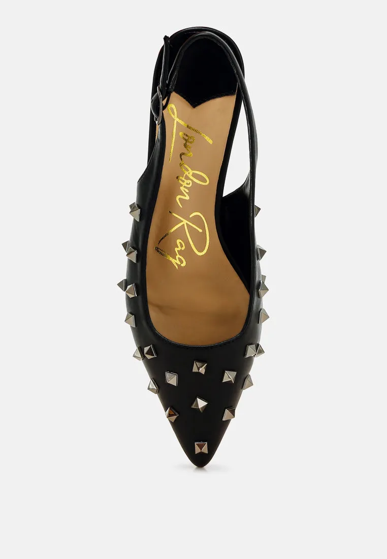 Hegron Stud Embellished Kitten Heels