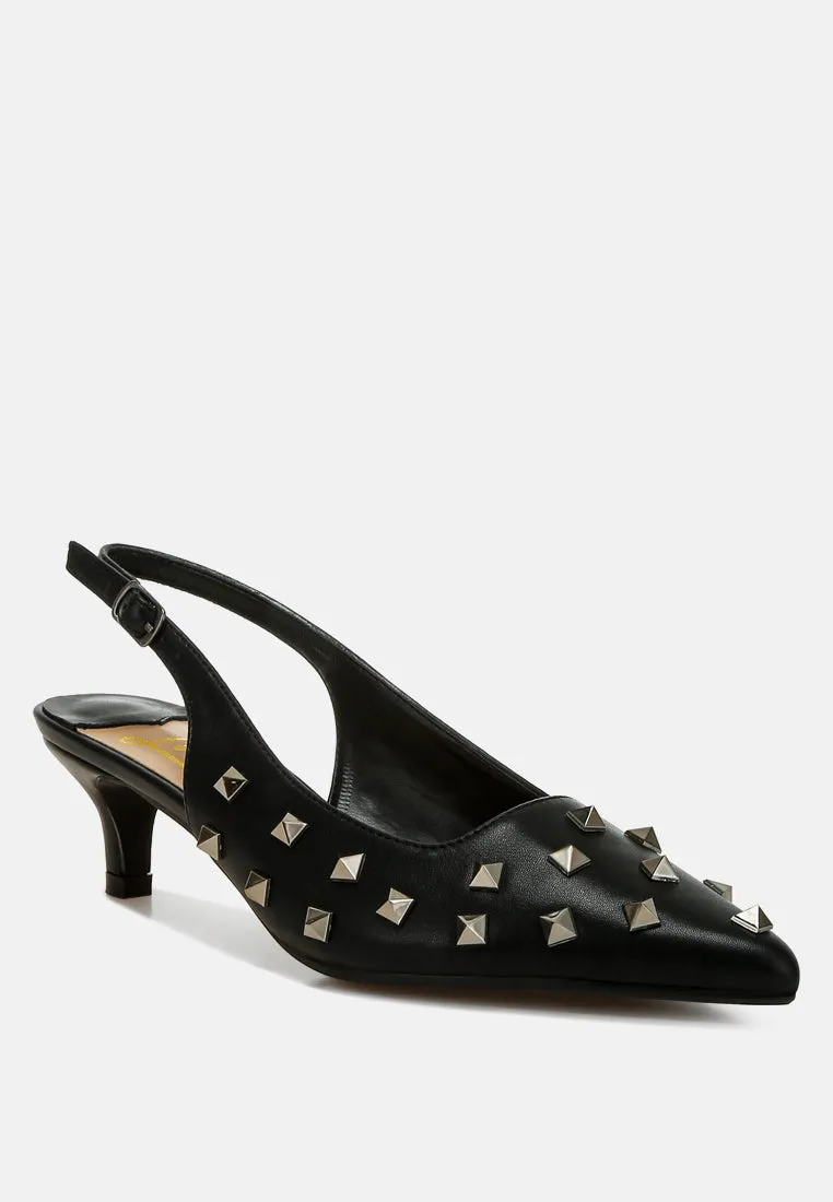 Hegron Stud Embellished Kitten Heels