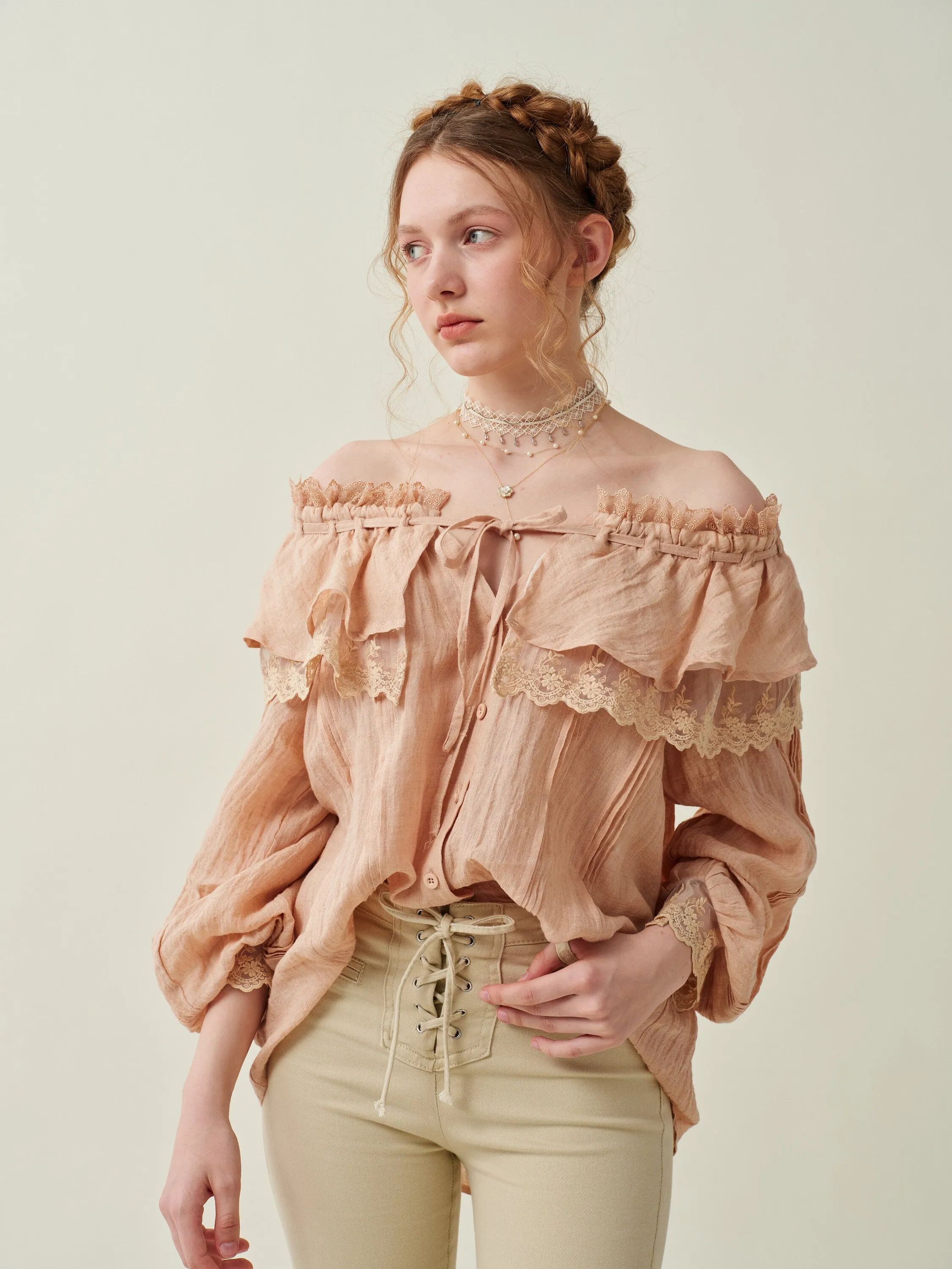 Ivy 31 | Ruffled linen fairy blouse