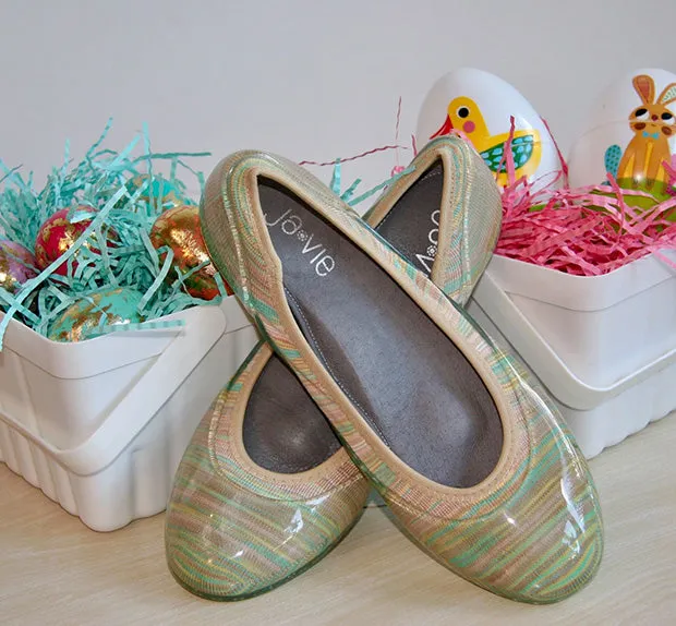 ja-vie pastel stripe jelly flats shoes