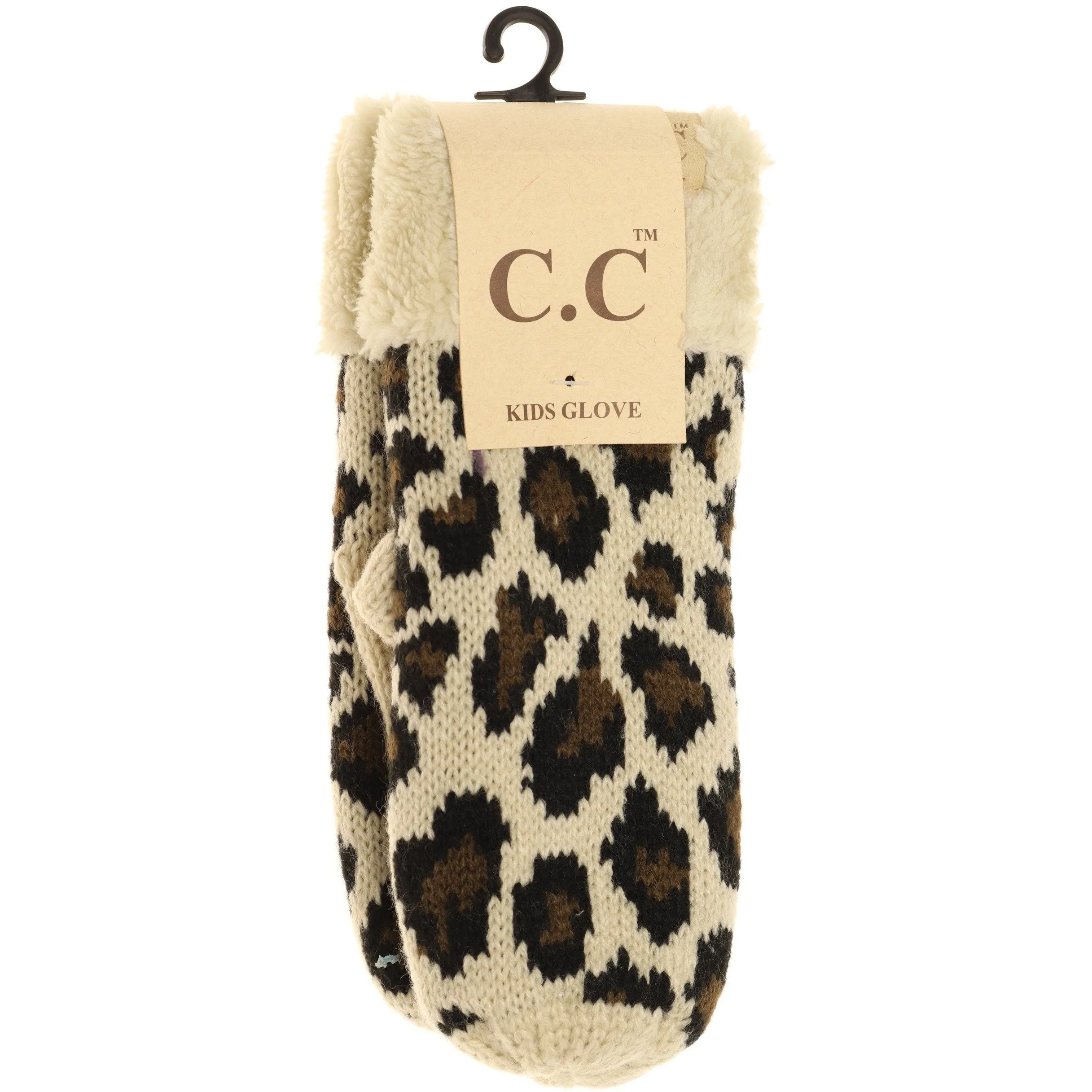 KIDS LEOPARD PRINT CC MITTENS