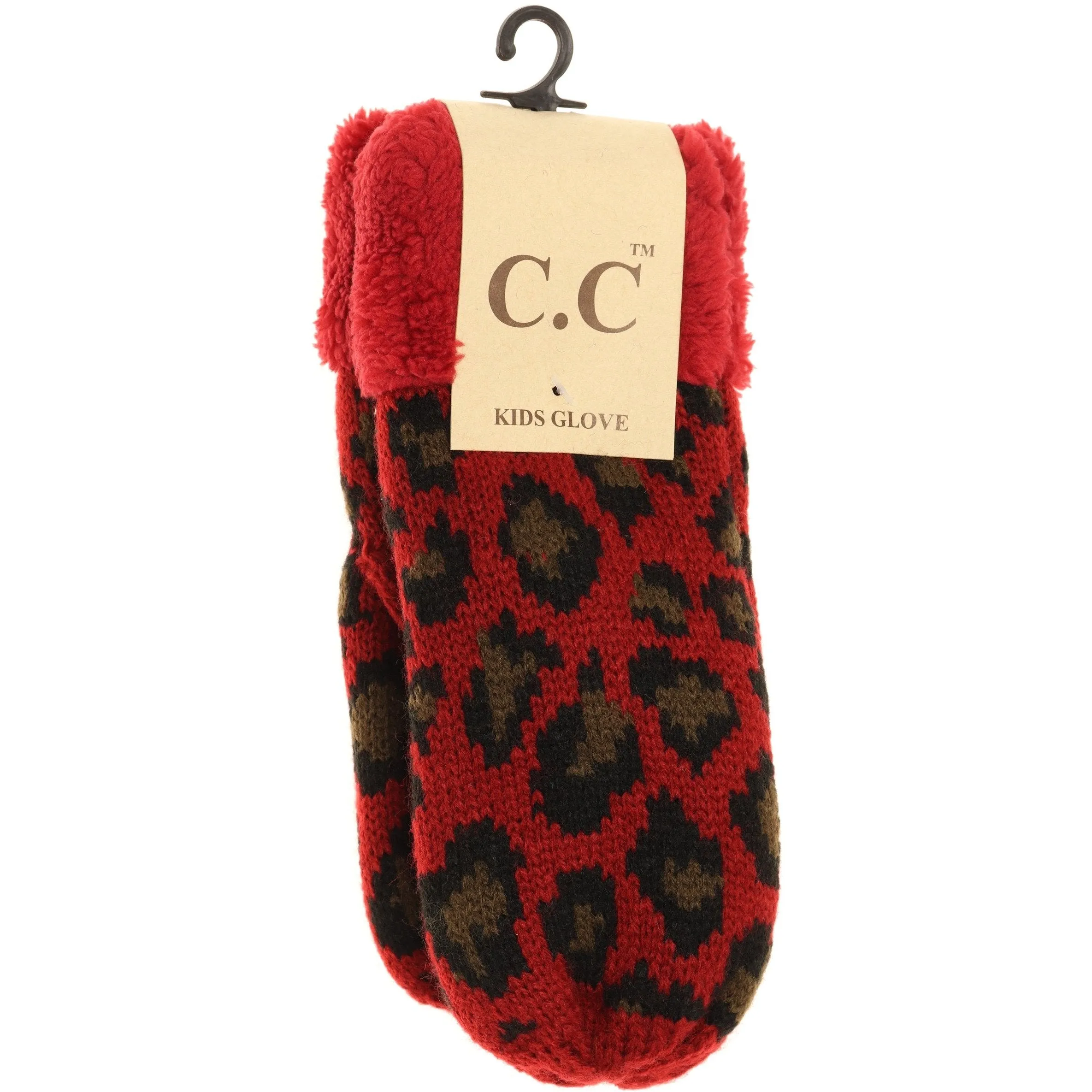 KIDS LEOPARD PRINT CC MITTENS