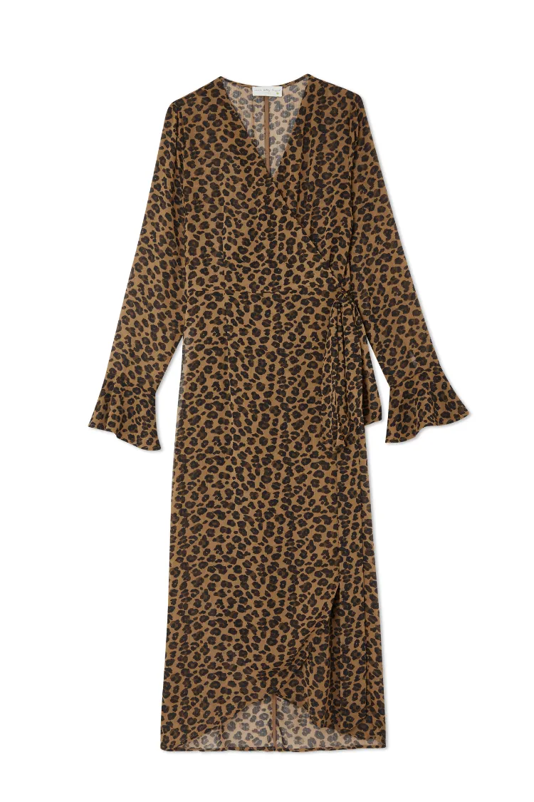 Leopard Lucia Sheer Wrap Dress Petite