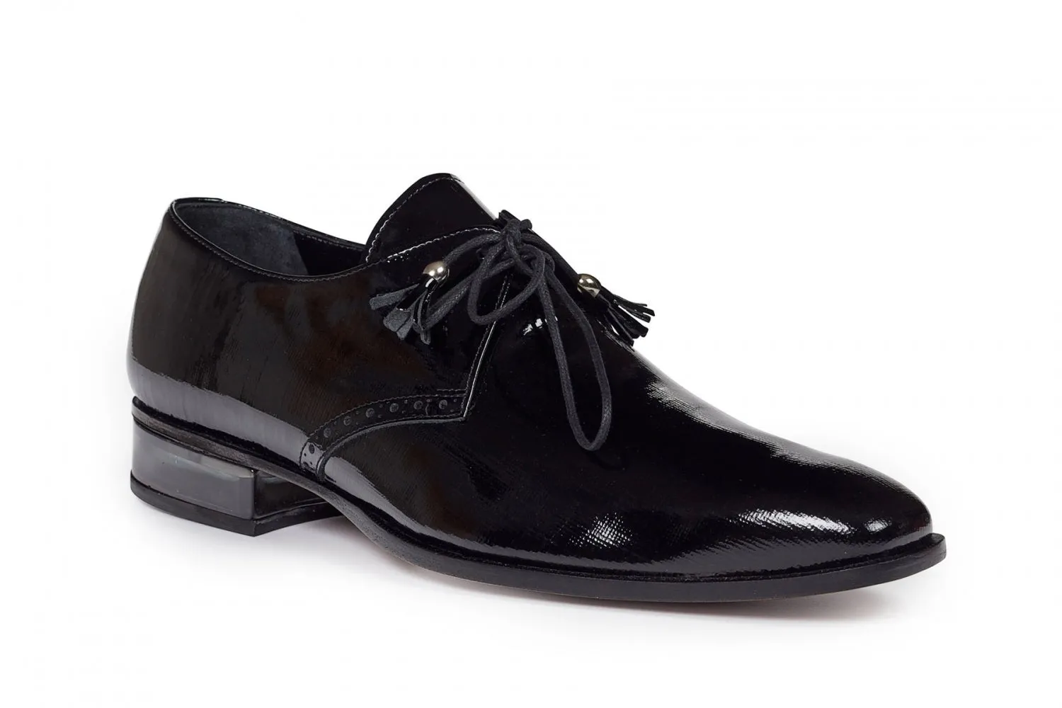 Mauri - 4801 Black Patent Leather & Plexiglass Heel Dress Shoes