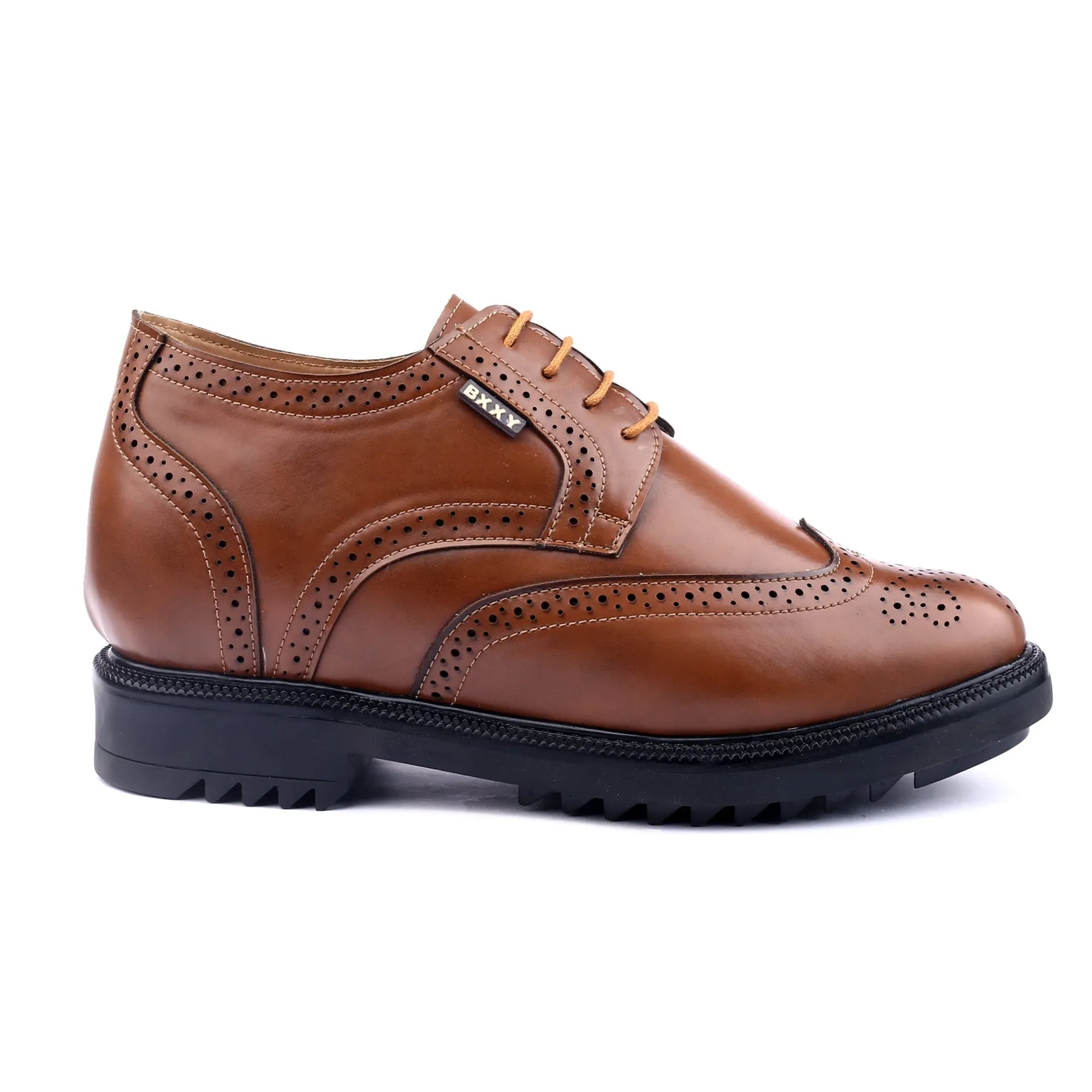 Men's 3.5 inch Hidden Height Increasing Luxe Brogue Lace-up Shoes