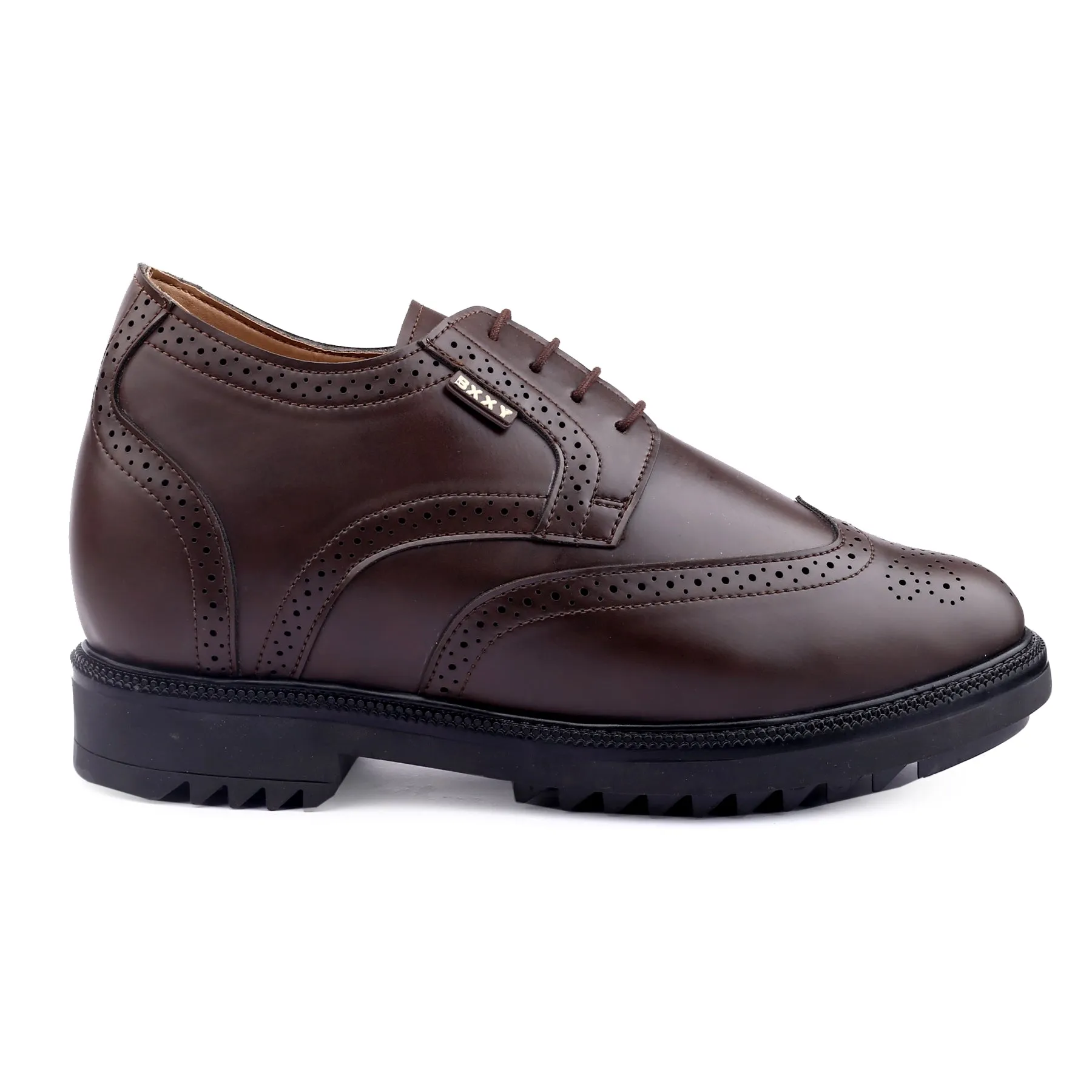 Men's 3.5 inch Hidden Height Increasing Luxe Brogue Lace-up Shoes