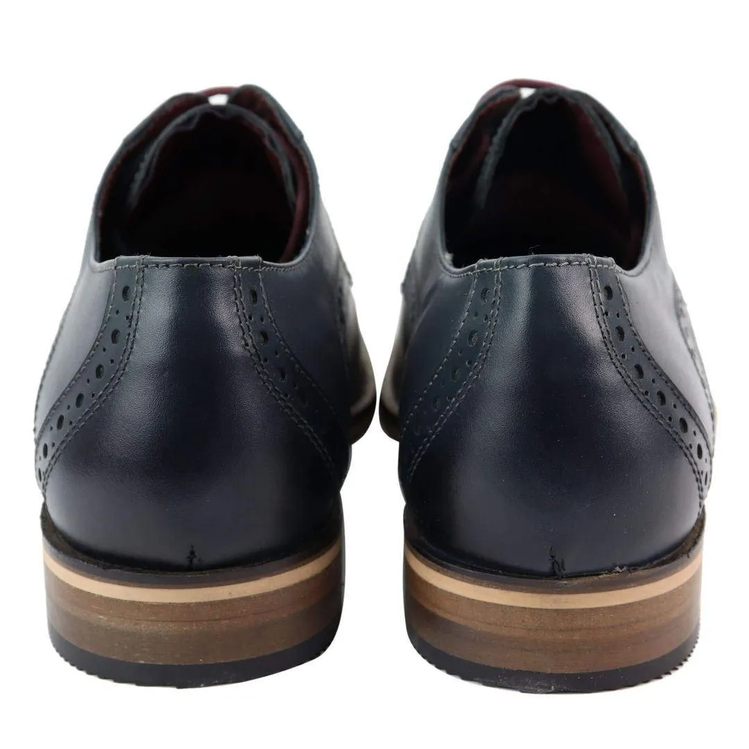 Mens Classic Laced Full Leather Derby Shoes Plain British Design Smart Casual