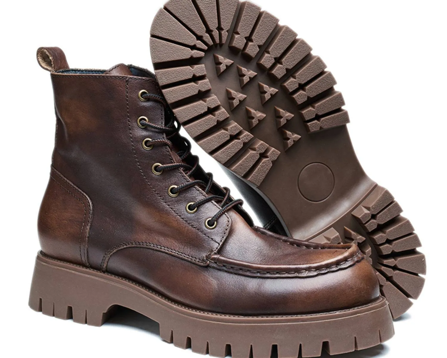 Men's Handmade Leather Retro High-Top Martin Boots | Thick Sole | Vintage Style