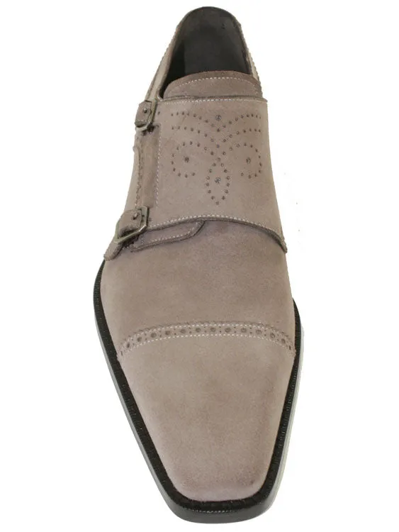 Mezlan Suede Double Monkstrap Shoe Taupe