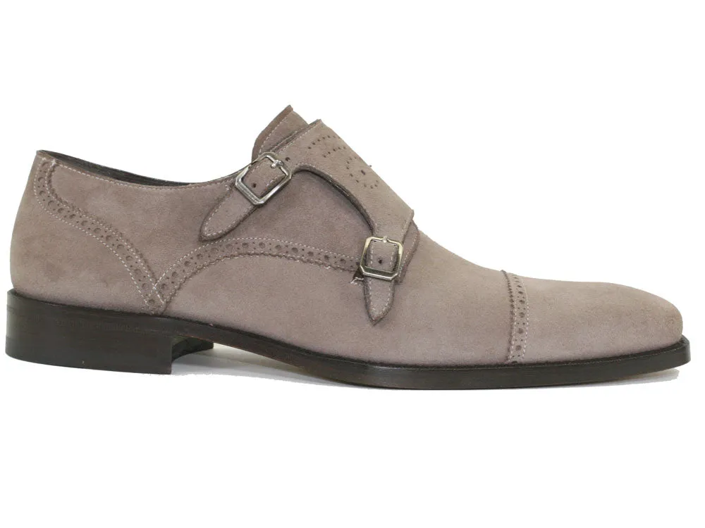 Mezlan Suede Double Monkstrap Shoe Taupe