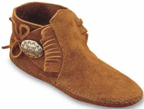 Minnetonka® Kids' Concho Fringe Soft Sole Suede Leather Moccasins