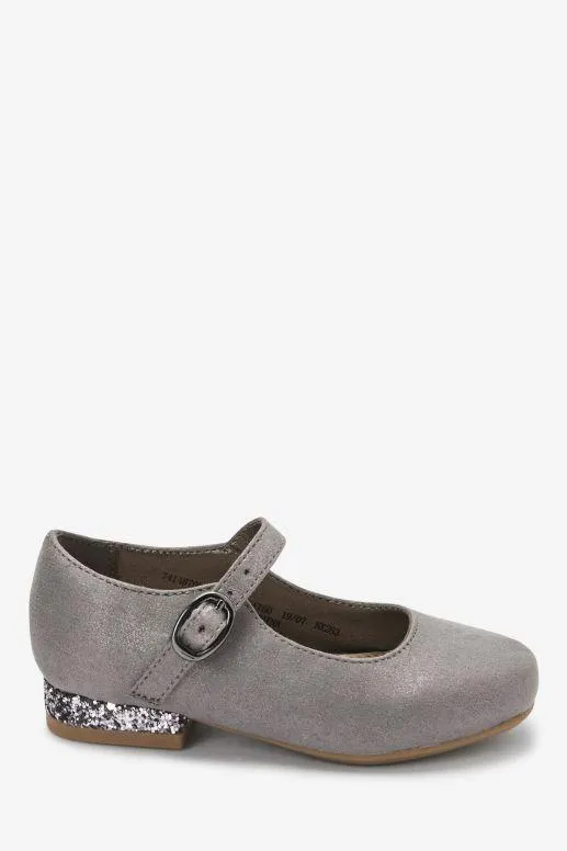 Next Grey Pewter Baby Girls Heeled Shoes