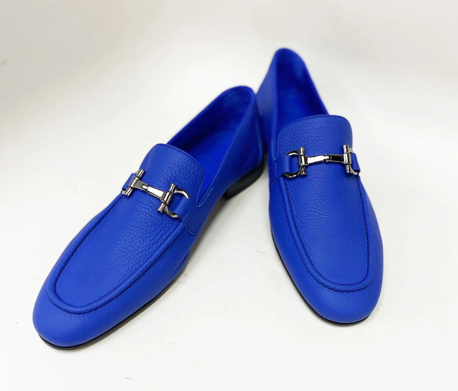 Pelle Pebbled Leather Loafer Blue