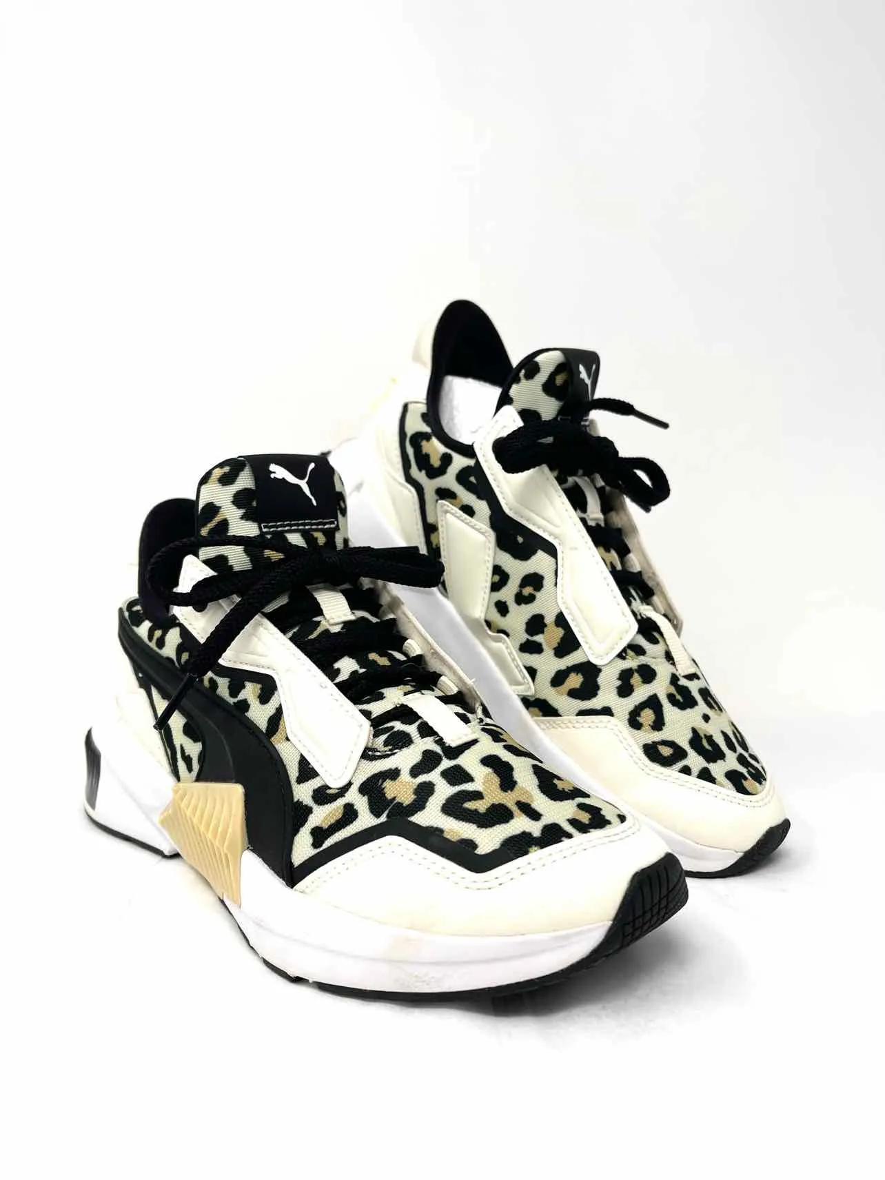 Puma Size 6.5 Tan/Black Animal Print Paneled Shoes Sneakers