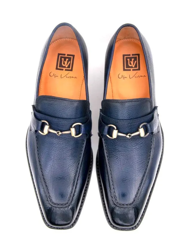 "Harry" Lama Skin Slip-On Loafer Navy