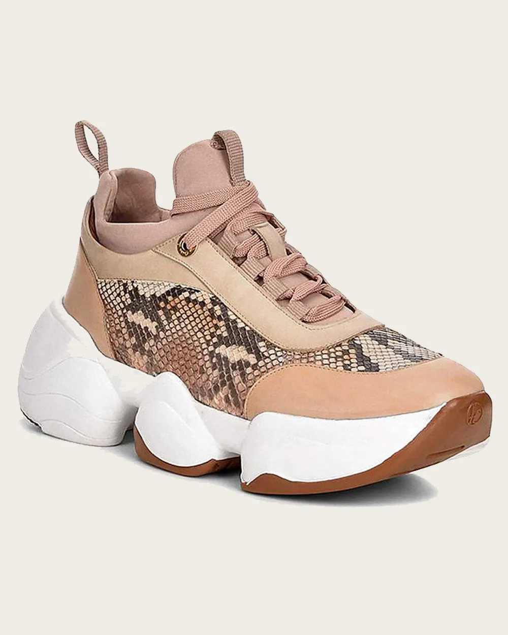 Sneakers peach exotic leather