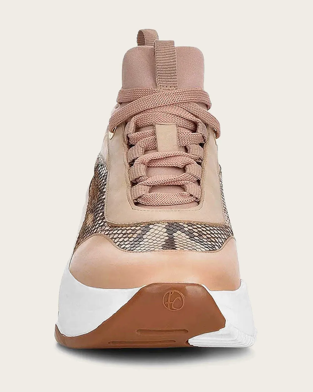 Sneakers peach exotic leather